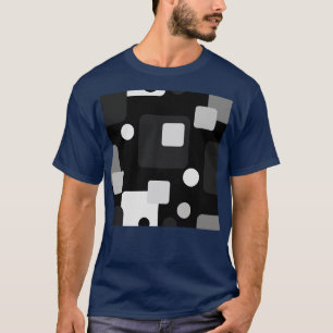 Retro Abstract Dream Space Grey White on Black T-Shirt