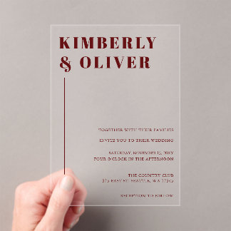 Retro Abstract Earthy Terracotta Orange Wedding Acrylic Invitations