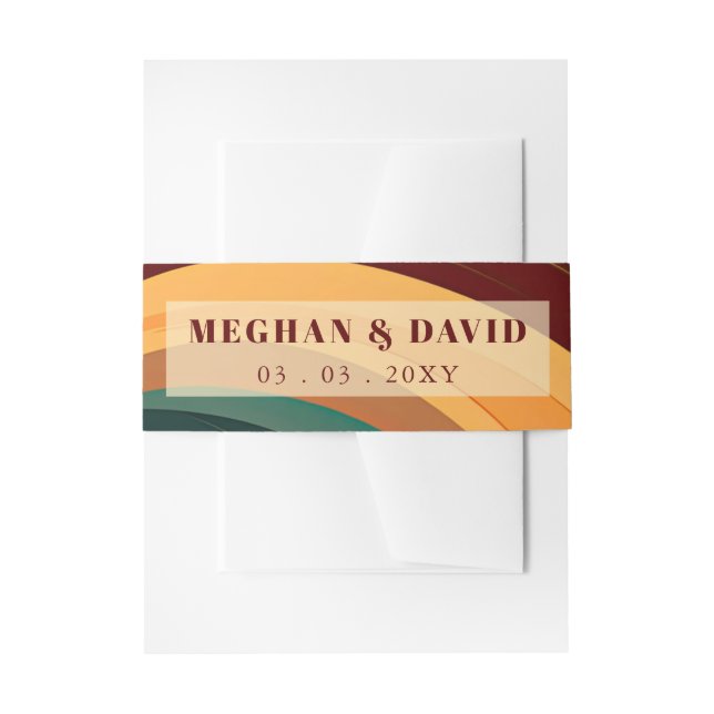 Retro Abstract Earthy Terracotta Orange Wedding Invitation Belly Band (Front Example)