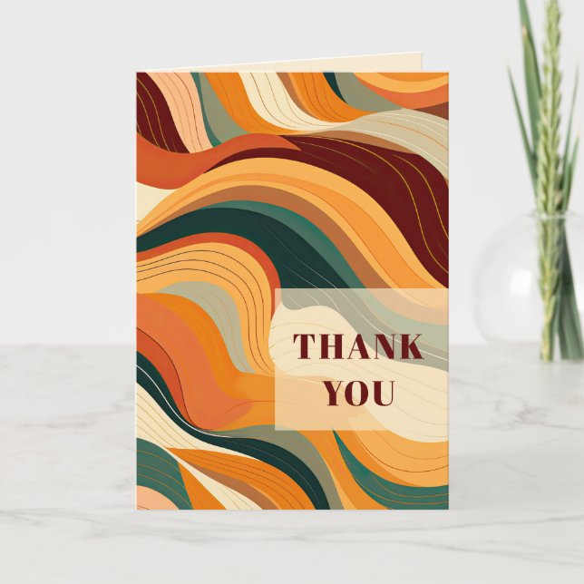 Retro Abstract Earthy Terracotta Thank You Card (Front)