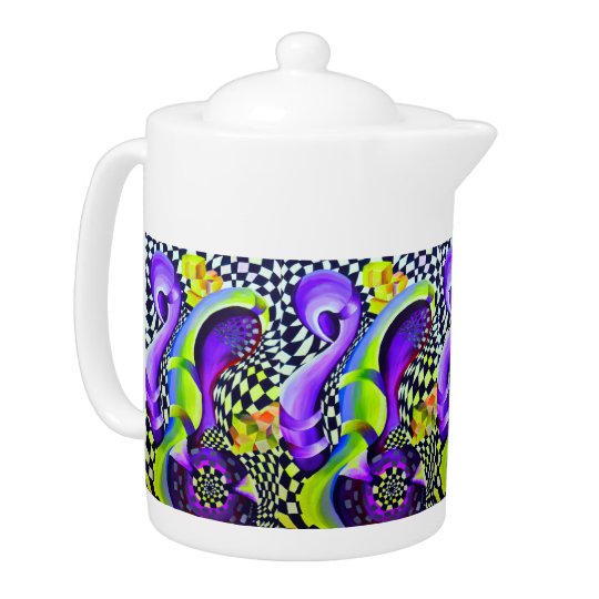 Retro Abstract Electric Blue and Harlequin Green -