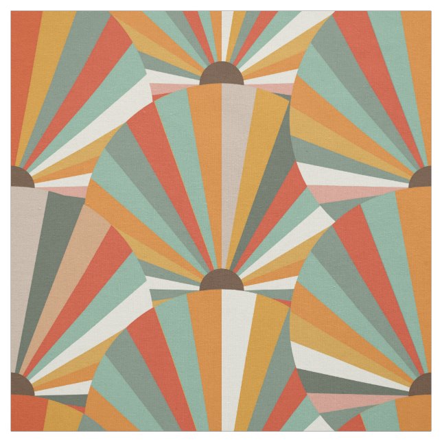 Retro Abstract Fans Pattern Fabric (Swatch)