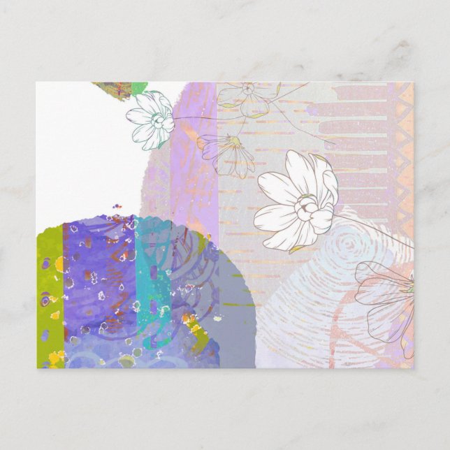 Retro Abstract Floral Collage Postcard (Front)