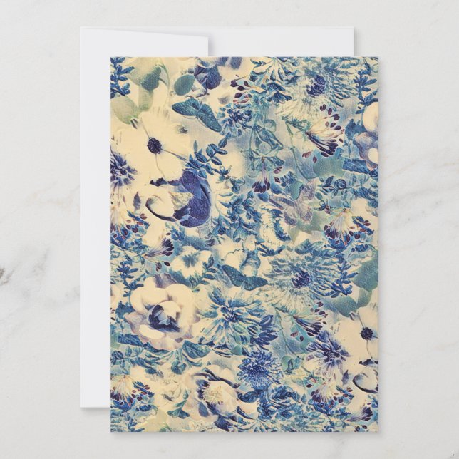 Retro Abstract Flowers Butterfly Artwork Garden Holiday Card (Front)