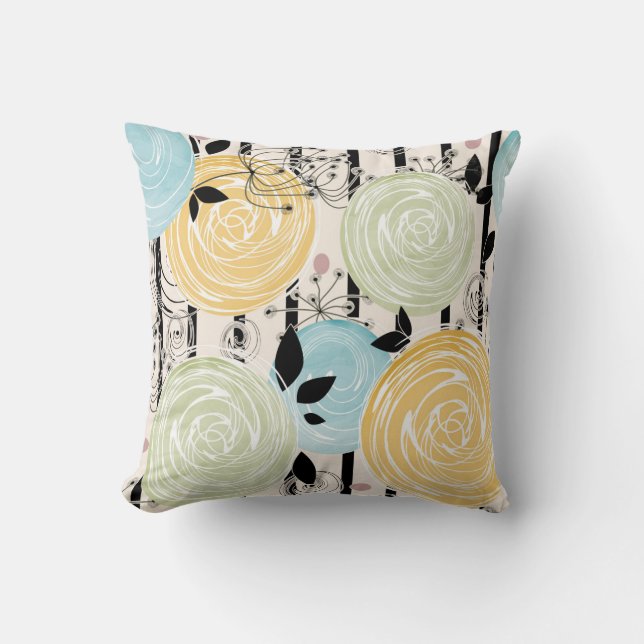 Retro, abstract flowers cushion (Front)
