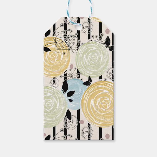 Retro, abstract flowers gift tags (Front)