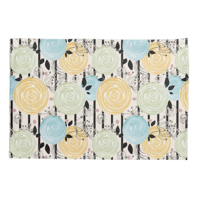 Retro, abstract flowers  pillowcase (Back)