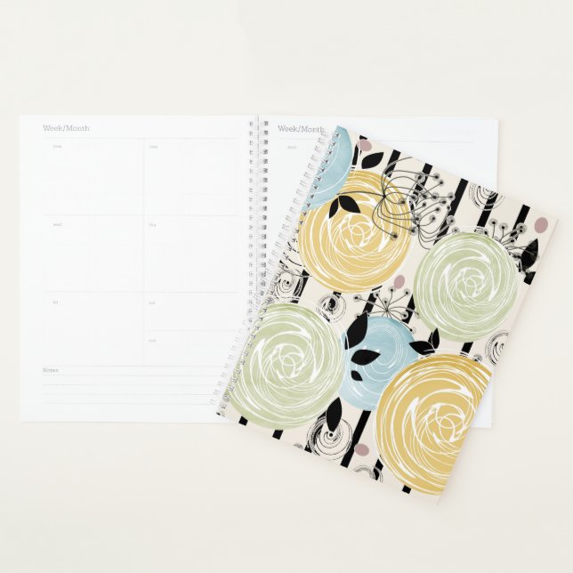 Retro, abstract flowers planner (Display)