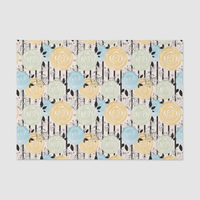 Retro, abstract flowers tissue paper (Front)