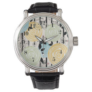 Retro, abstract flowers watch