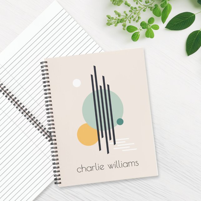 Retro abstract geometric art custom name notebook (Creator Uploaded)