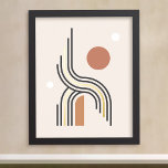 Retro abstract geometric art lines arches circles foil prints<br><div class="desc">Poster featuring geometric shapes and lines in retro colours and gold or silver foil details.</div>
