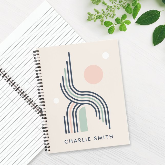 Retro abstract geometric art lines arches circles  notebook (Creator Uploaded)