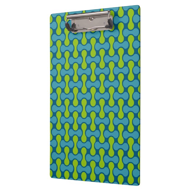 Retro Abstract Geometric Pattern in Blue and Green Clipboard (Left)