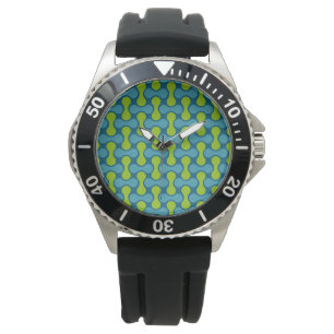 Retro Abstract Geometric Pattern in Blue and Green Watch