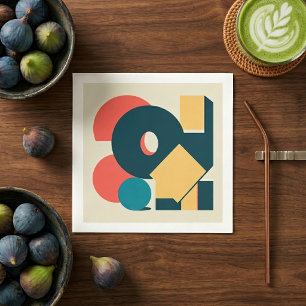 Retro Abstract Geometric Risograph Art Design Napkin