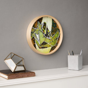 Retro Abstract Graffiti Geometric Urban Hand Clock