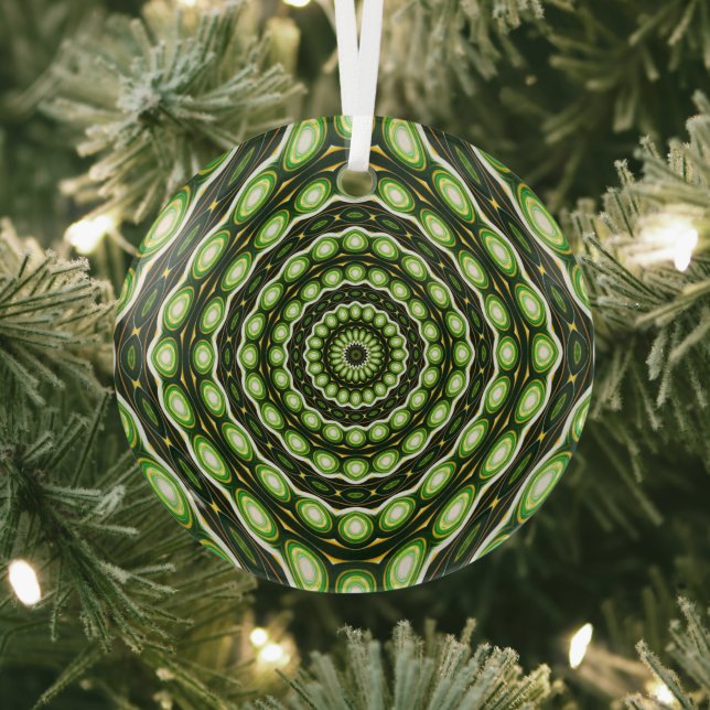 Retro Abstract Green Pattern Glass Tree Decoration (Insitu)