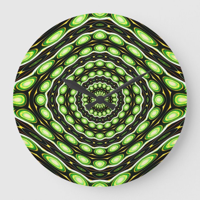Retro Abstract Green Pattern Large Clock (Front)