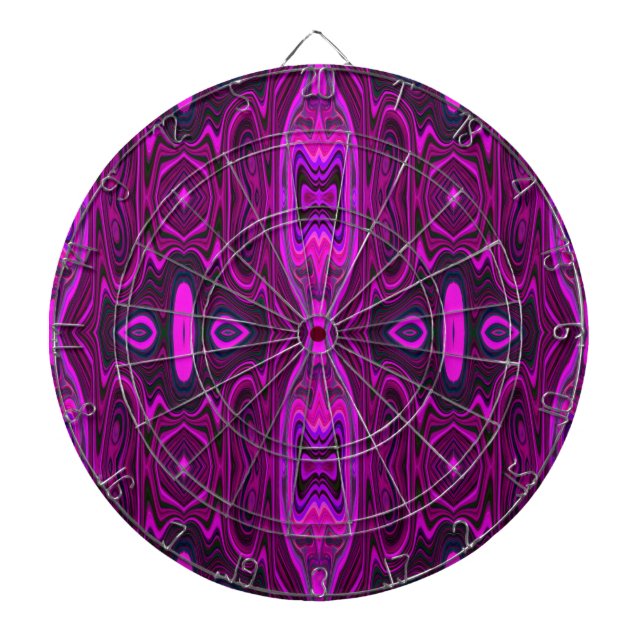 Retro Abstract Hot Pink and Magenta Pattern Dartboard (Front)