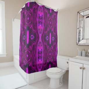 Retro Abstract Hot Pink and Magenta Pattern Shower Curtain