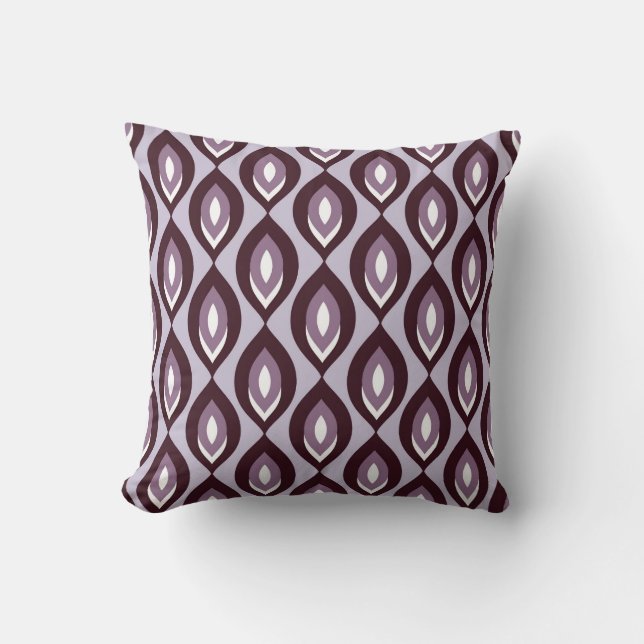 Retro Abstract Leaf Pattern Plum Cushion (Front)