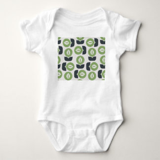 Retro Abstract Leaves: Seamless Vintage Style Baby Bodysuit