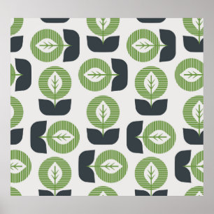 Retro Abstract Leaves: Seamless Vintage Style Poster