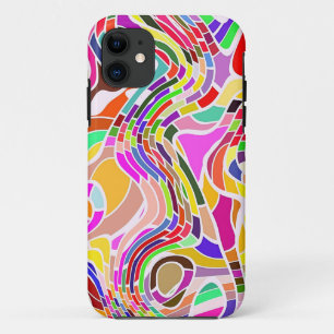 Retro Abstract Line Art   Colourful iPhone 11 Case