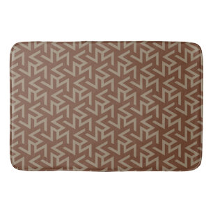 Retro Abstract Mid-Century Modern Pattern in Brown Bath Mat