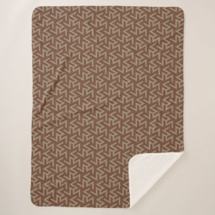 Retro Abstract Mid-Century Modern Pattern in Brown Sherpa Blanket