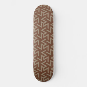 Retro Abstract Mid-Century Modern Pattern in Brown Skateboard