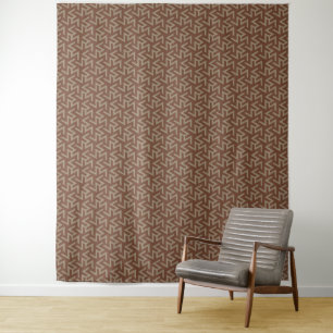 Retro Abstract Mid-Century Modern Pattern in Brown Tapestry