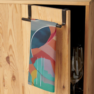 Retro abstract minimalist art  tea towel