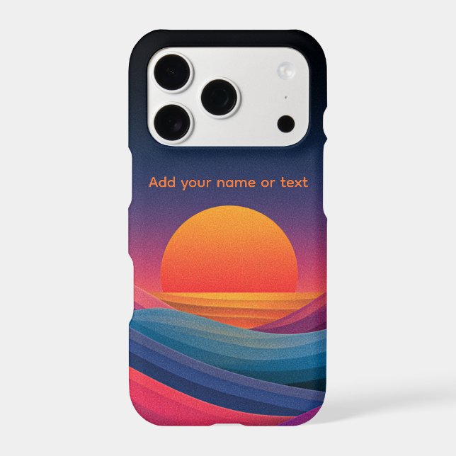 Retro Abstract Mountain Sunset Custom Name (Back)