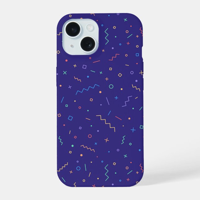 Retro Abstract Neon Pattern iPhone 15 Case (Back)