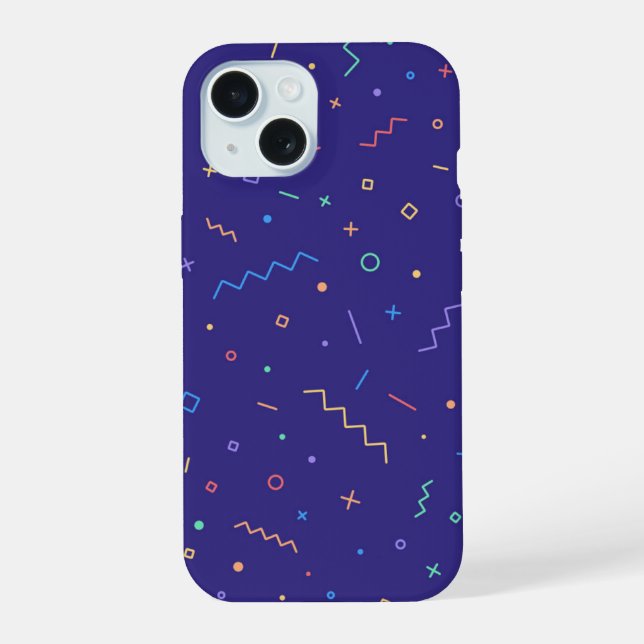 Retro Abstract Neon Pattern iPhone 15 Case (Back)