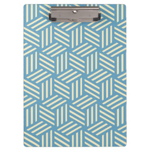 Retro Abstract Optical Illusion Cubes Pattern Blue Clipboard