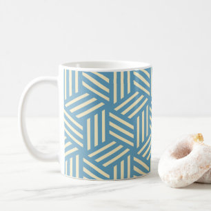 Retro Abstract Optical Illusion Cubes Pattern Blue Coffee Mug