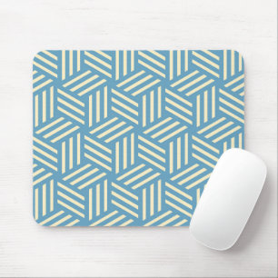 Retro Abstract Optical Illusion Cubes Pattern Blue Mouse Pad