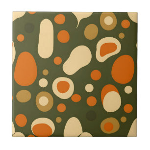 Retro Abstract Organic Shapes Pattern Ceramic Tile