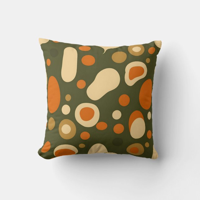 Retro Abstract Organic Shapes Pattern Cushion (Front)