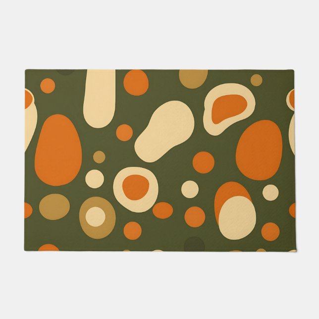 Retro Abstract Organic Shapes Pattern Doormat (Front)
