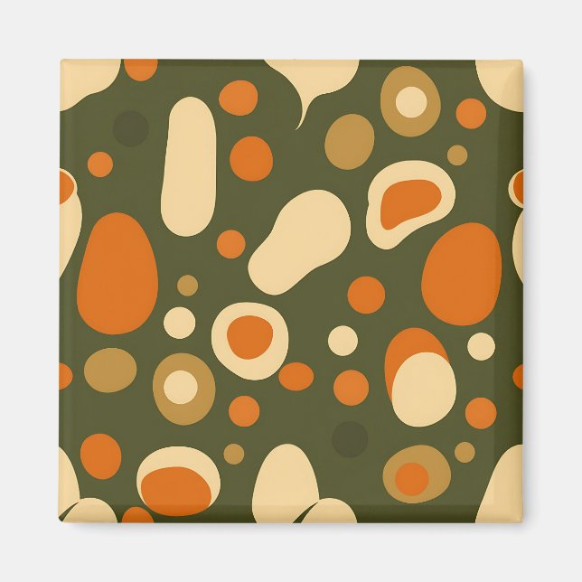 Retro Abstract Organic Shapes Pattern Magnet (Front)