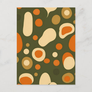 Retro Abstract Organic Shapes Pattern Postcard