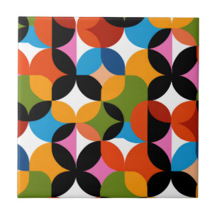 Retro Abstract Pattern Bold Mid Century Modern  Ceramic Tile