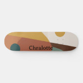 Retro abstract pattern brown green yellow skateboard (Horz)