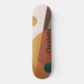 Retro abstract pattern brown green yellow skateboard (Front)