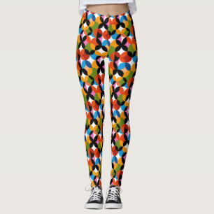 Retro Abstract Pattern Colourful Mid Century Moder Leggings