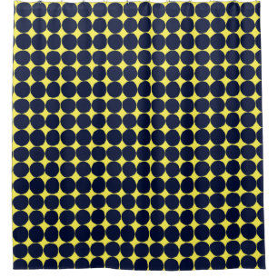 Retro Abstract Pattern Dots Black and yellow Shower Curtain